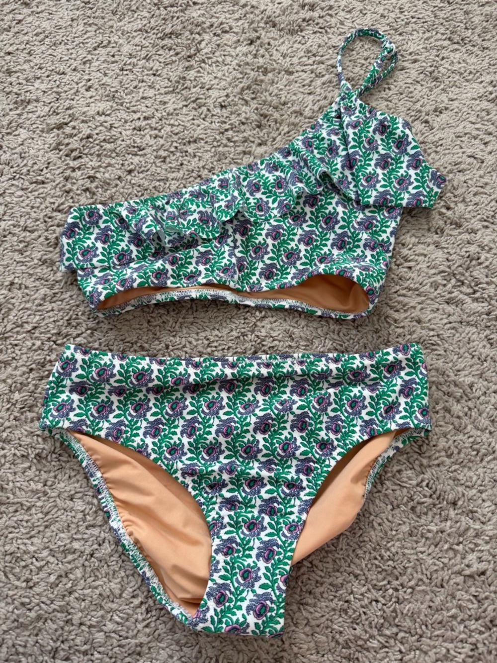 SZ Blockprints x Crewcuts girls' floral print ruffle swimsuit bikini